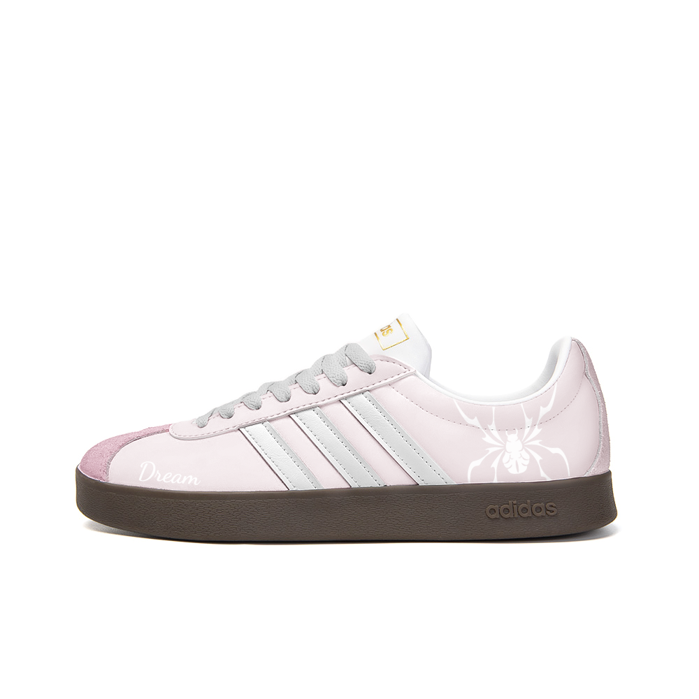 Adidas Neo VL Court 2.0 Anti-Slip Wear-Resistant Low-Top Skateboard Shoes Unisex Pink Silver