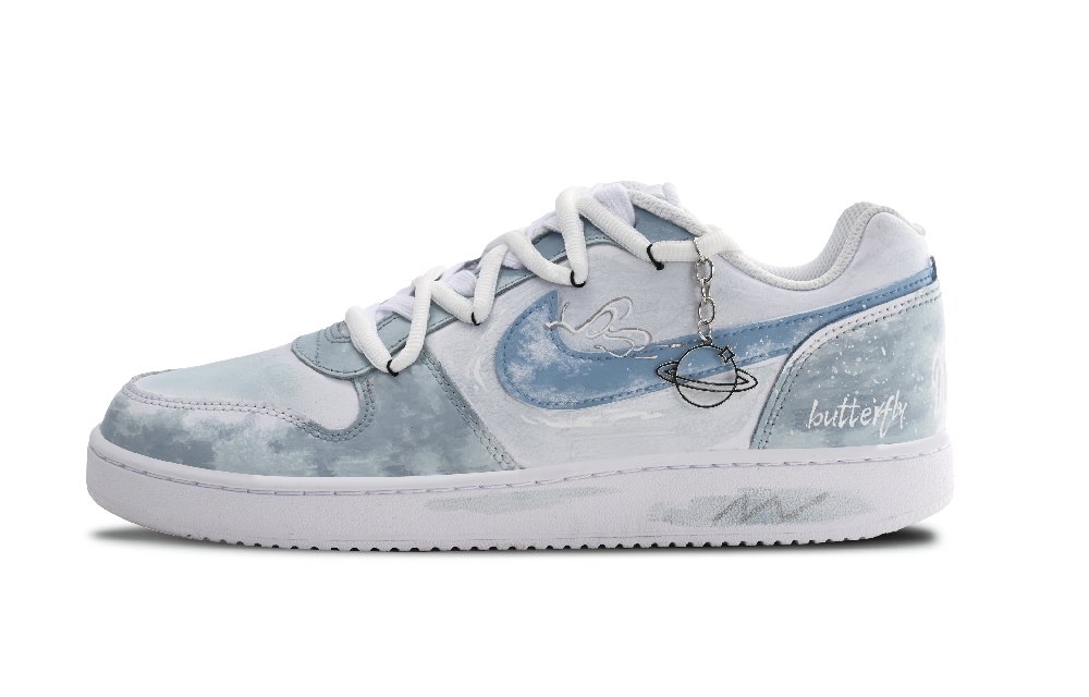 Nike EBERNON Low Top Skateboard Shoes Unisex White Blue
