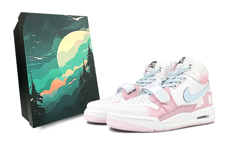 Jordan Legacy 312 Cushioning Anti-Slip And Wear-Resistant High-Top Vintage Basketball Shoes GS Pink White