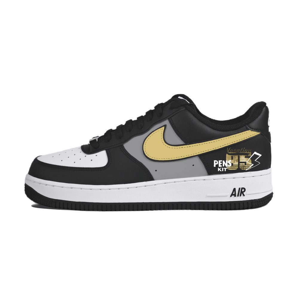 Nike Air Force 1 Abrasion Resistant Low Top Skateboard Shoes Unisex Black Yellow