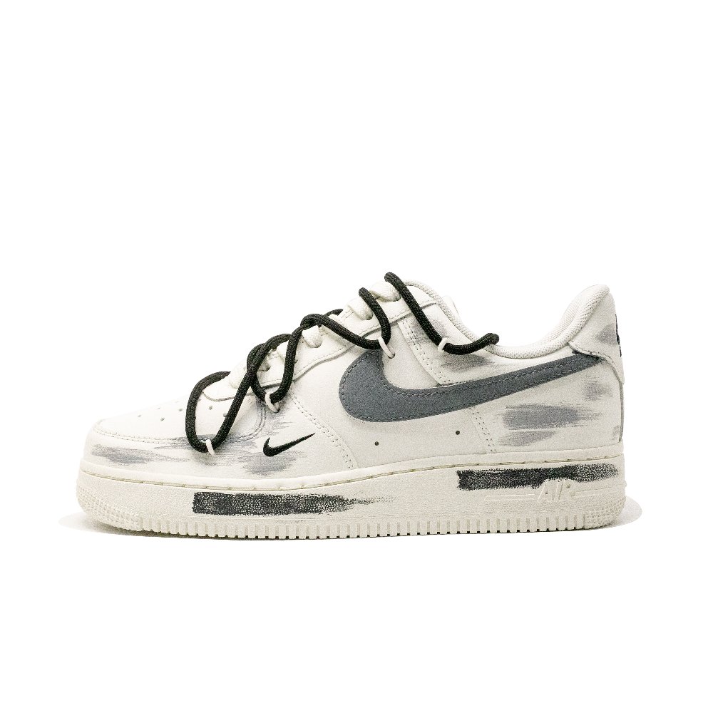Nike Air Force 1 Off-white Style Anti-Slip Wear-Resistant Low-Top Skateboard Shoes Women's White Gray