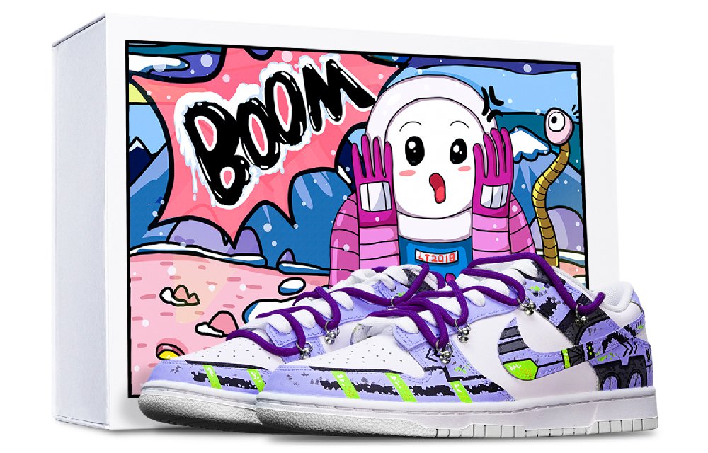 Nike Dunk Low Top Skateboard Shoes GS Blue Purple White