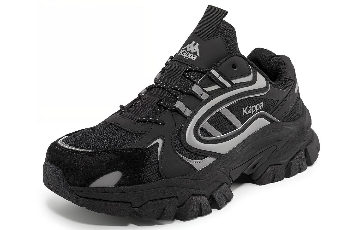 Kappa Abrasion Resistant Slip Resistant Low top Chunky Sneakers Unisex Black Silver