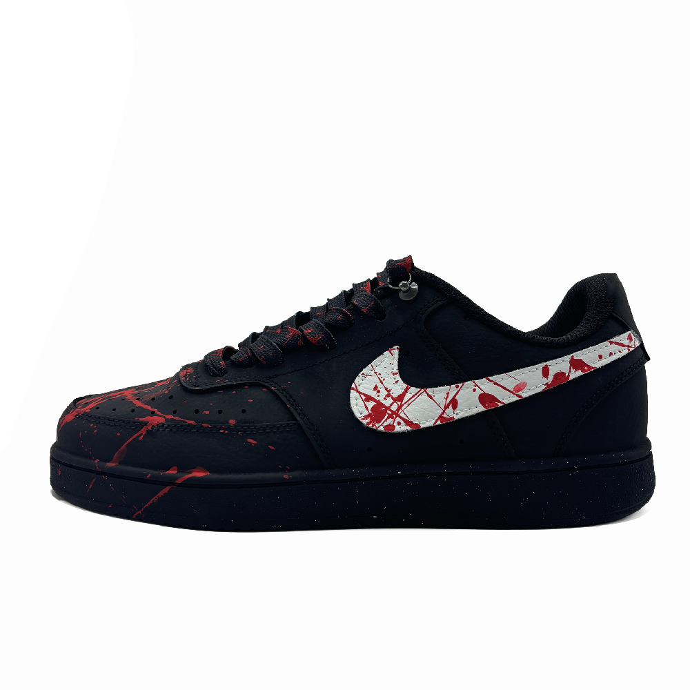 Nike Court Vision Anti-Slip Wear-Resistant Low-Top Skateboard Shoes Unisex Black Red