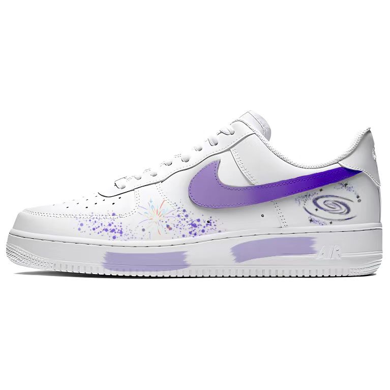Nike Air Force 1 Starry Sky Coverage Cushioning Abrasion Resistant Low Top Skateboard Shoes Unisex Light Purple