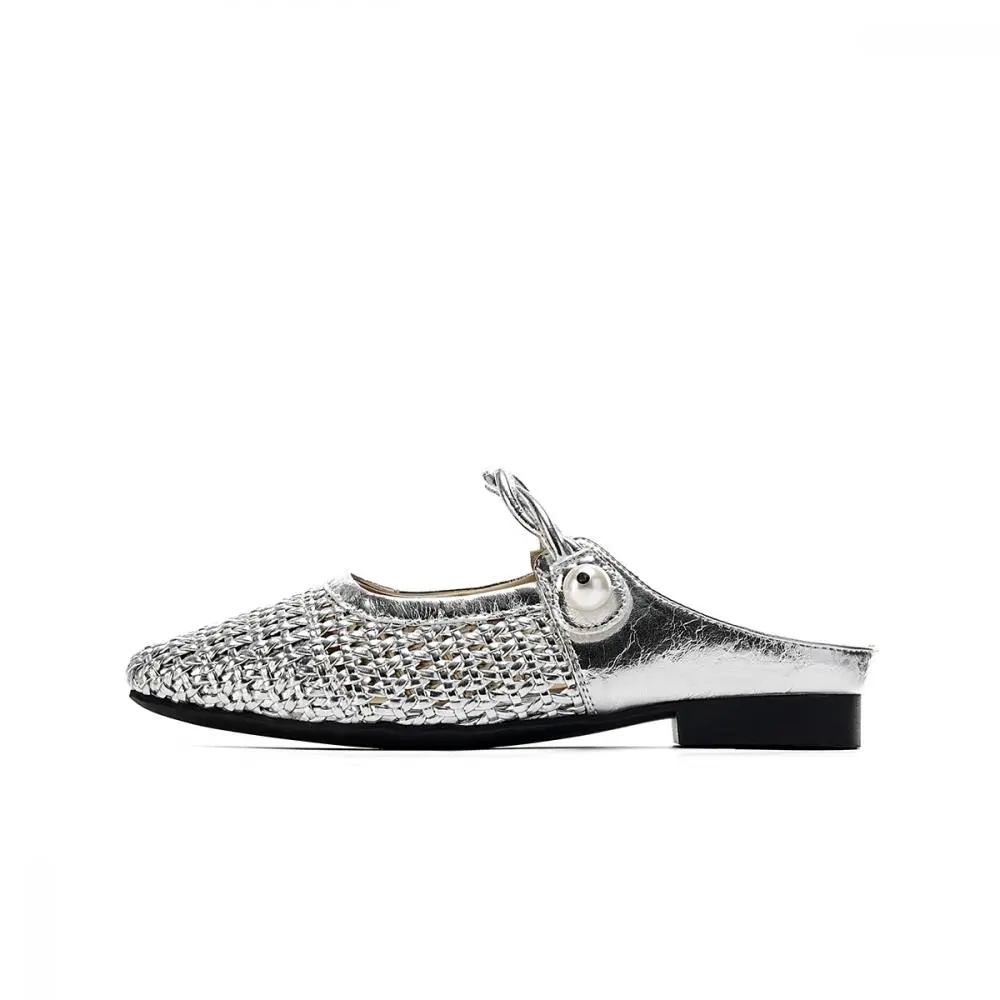 EBLAN Closed Toe Slippers Women's Silver