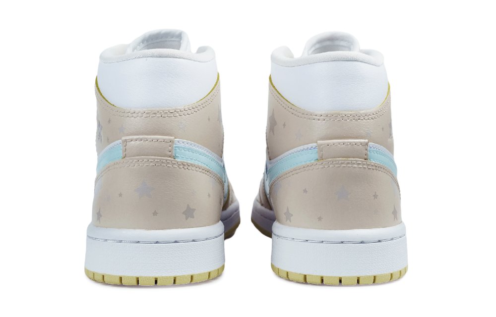 Jordan Air Jordan 1 Mid-Top Vintage Basketball Shoes Women's Beige Blue