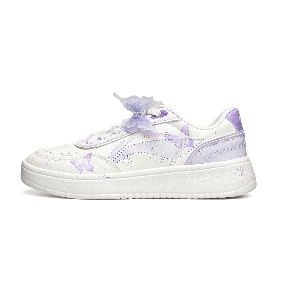 LiNing Su Anti Slip Wear Resistant Low Top Skateboard Shoes Women's White Purple