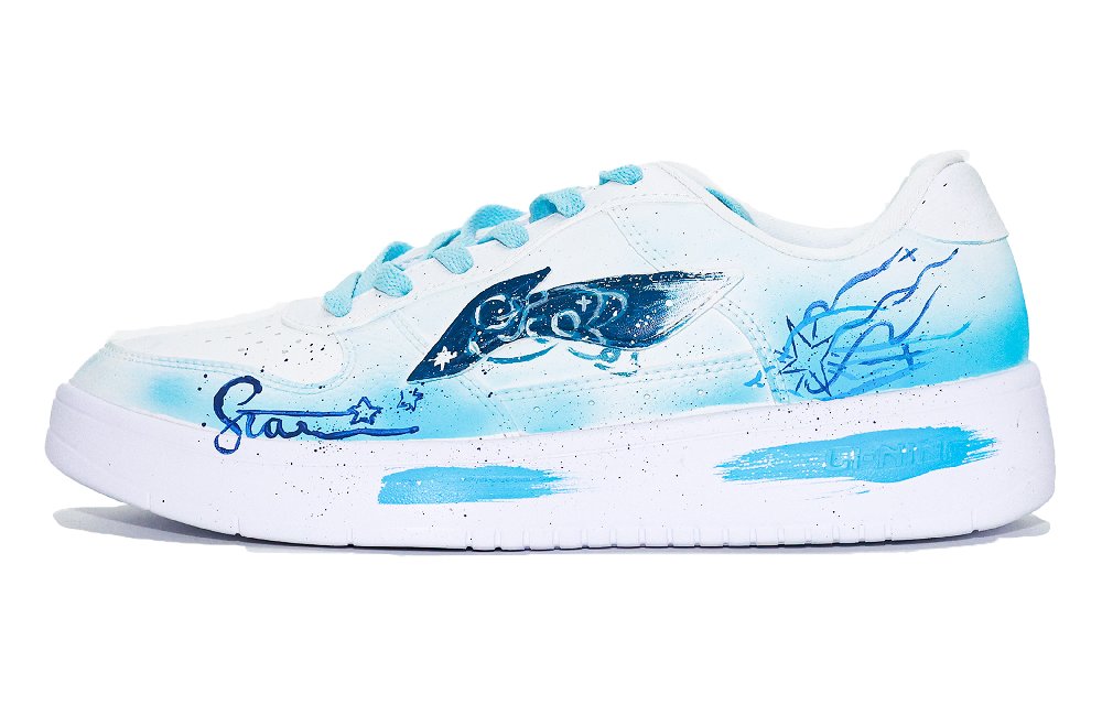 LiNing Pontoon Boats Abrasion Resistant Breathable Height Increasing Low top Skateboard Shoes Men's White Blue