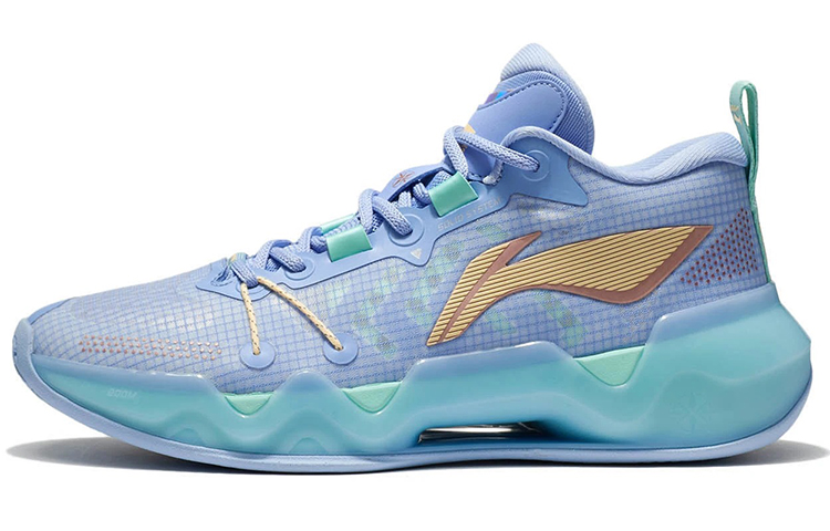 LINING Liren 2 Low Basketball Shoes Men's Low top Snow Purple Blue/Ice Green