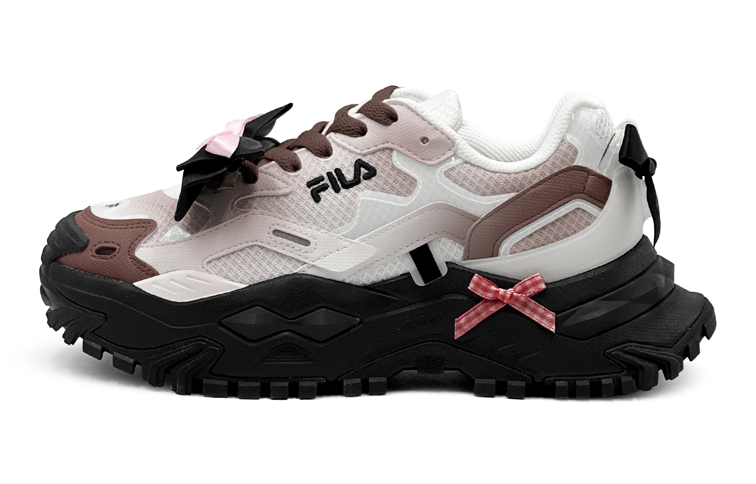 FILA Fusion Bianco, Cocoa Bowknot, Fashion Versatile Low top Casual Shoes Women's