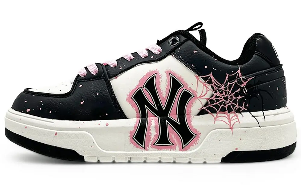 MLB Chunky Liner EIGHT No Sleep Abrasion Resistant Low Top Skateboard Shoes Unisex Black Pink