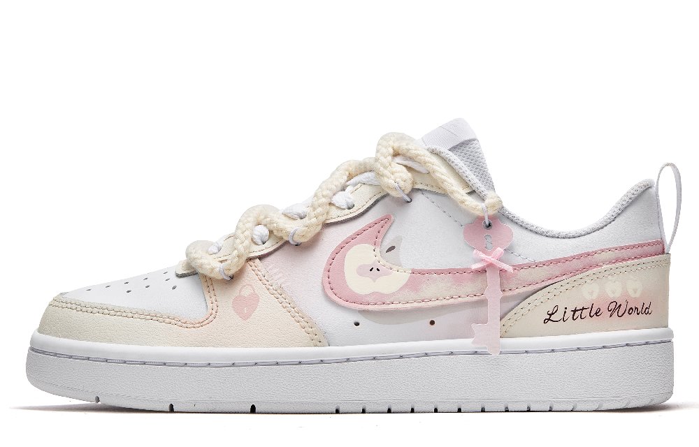 Nike Court Borough 2 Low Top Skateboard Shoes GS White Pink