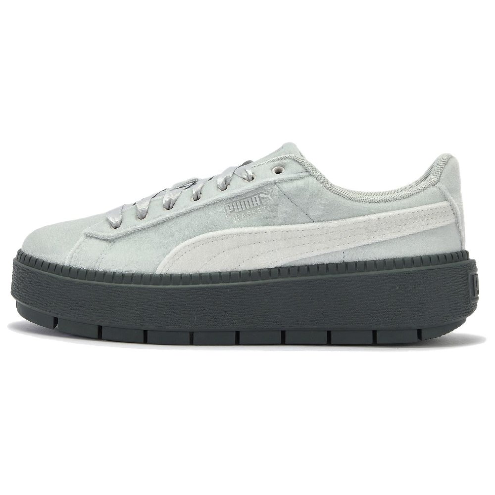 PUMA Platform Abrasion Resistant Low Top Skateboard Shoes Women's Light Gray