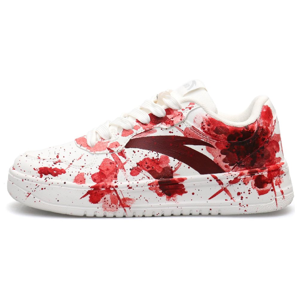 Anta Life Collection Slip-Resistant Cushioning Wear-Resistant Low-Top Skateboard Shoes Men's White Red