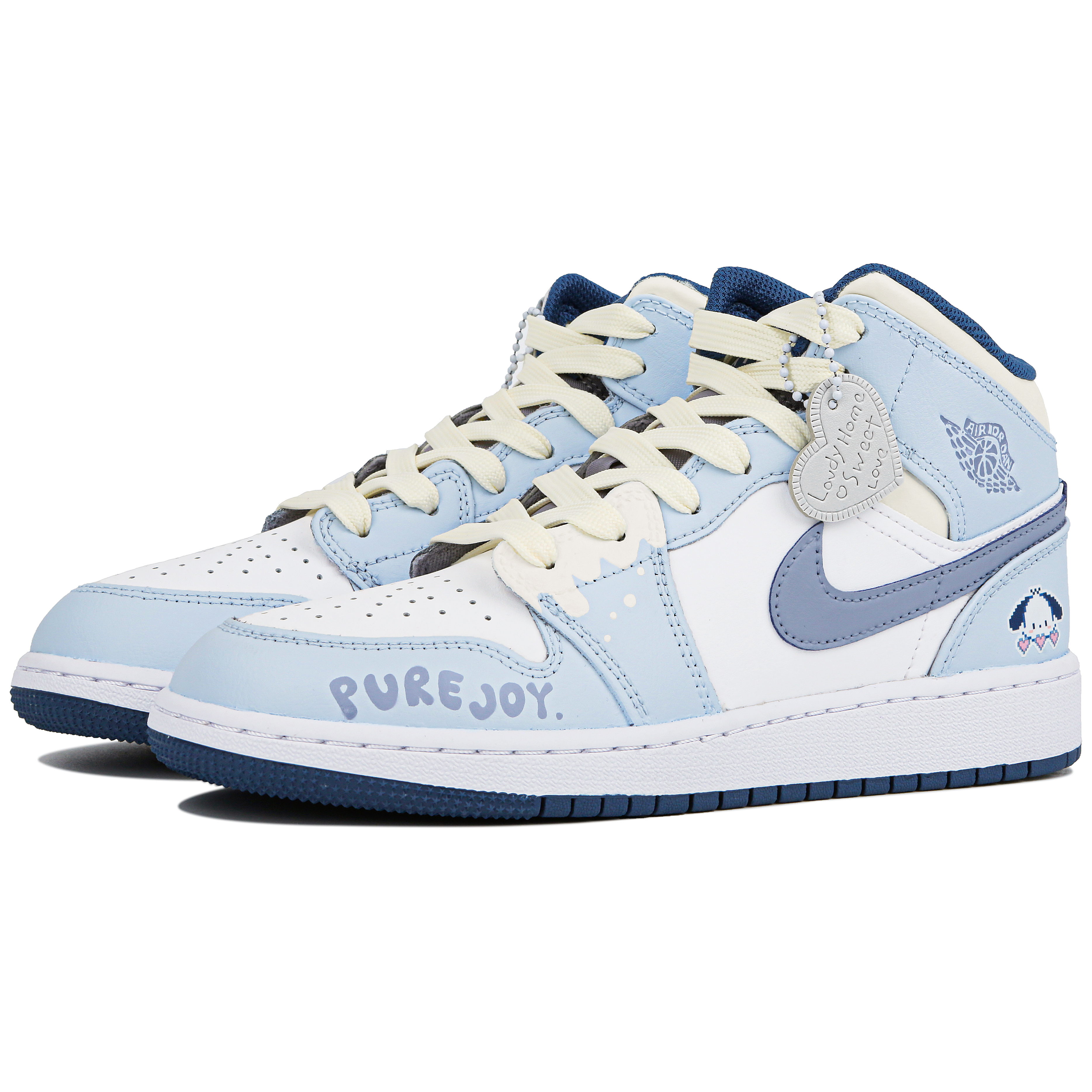 Jordan Air Jordan 1 Slip-Resistant High-Top Vintage Basketball Shoes GS White Blue купить в интернет-магазине Yoocart с быстрой доставкой по России.