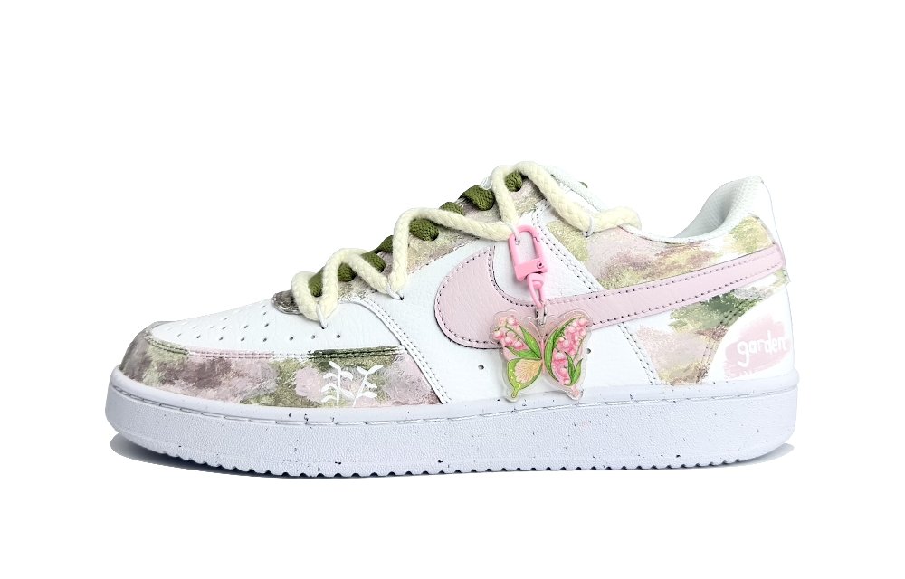 Nike Court Vision 1 Monet Garden Abrasion Resistant Low Top Skateboard Shoes Unisex Light Pink