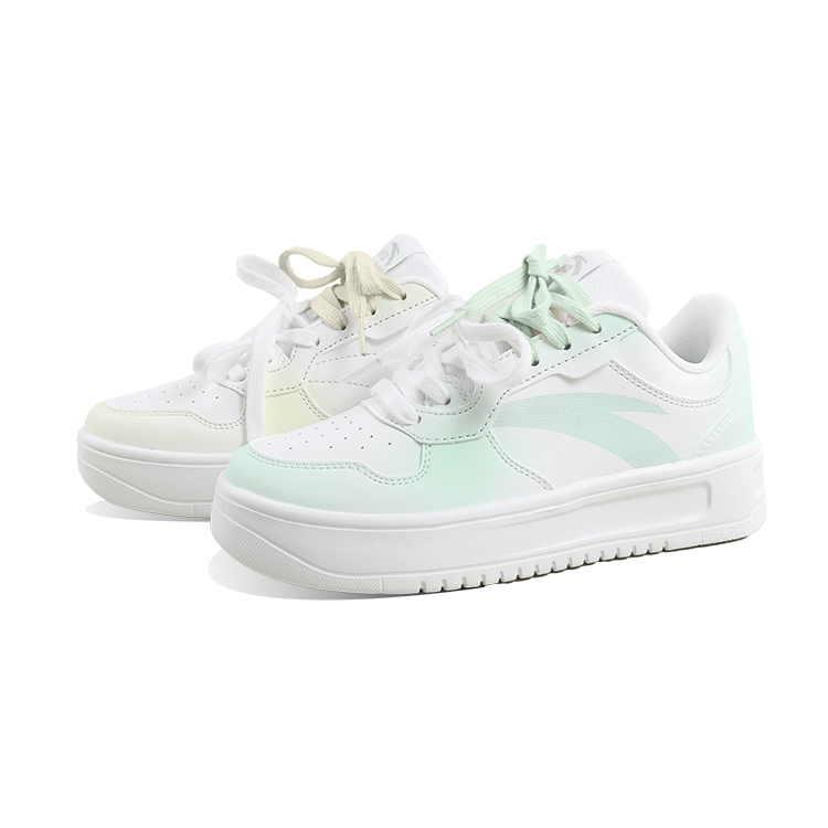 Anta Relaxed Anti Slip Wear Resistant Low Top Skateboard Shoes Unisex Mismatched In Green And Yellow