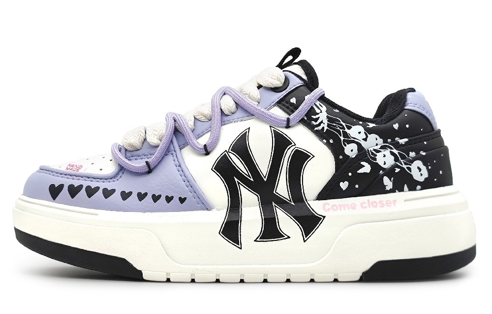 MLB New York Yankees Wear Resistant Height Increasing Water Resistant Low Top Skateboard Shoes Unisex Purple