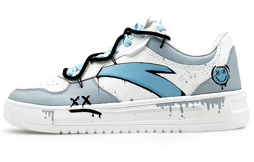 Anta Slip-Resistant Cushioning Low-Top Skateboard Shoes Men's White Blue