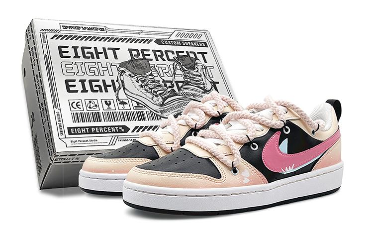 Nike Court Borough Low-Top Skateboard Shoes GS Pink Blue Black