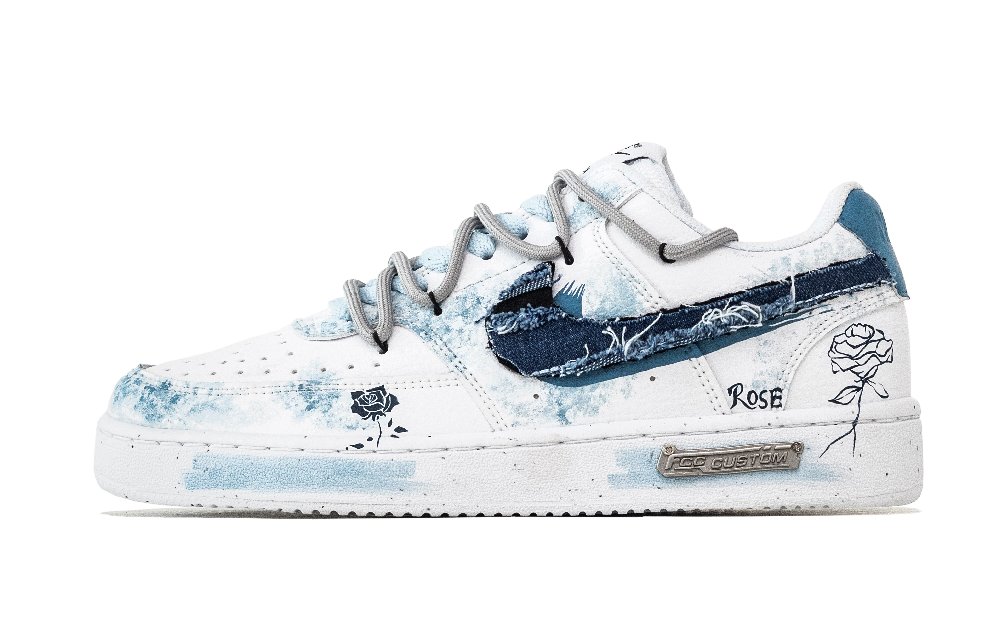 Nike Court Vision 1 Frenzied Creation Deep Sea Rose Anti-Slip Wear-Resistant Low-Top Skateboard Shoes Men's Blue White