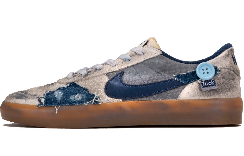 Nike Heritage Anti-Slip And Wear-Resistant Lightweight Low-Top Skateboard Shoes Unisex Blue Gray