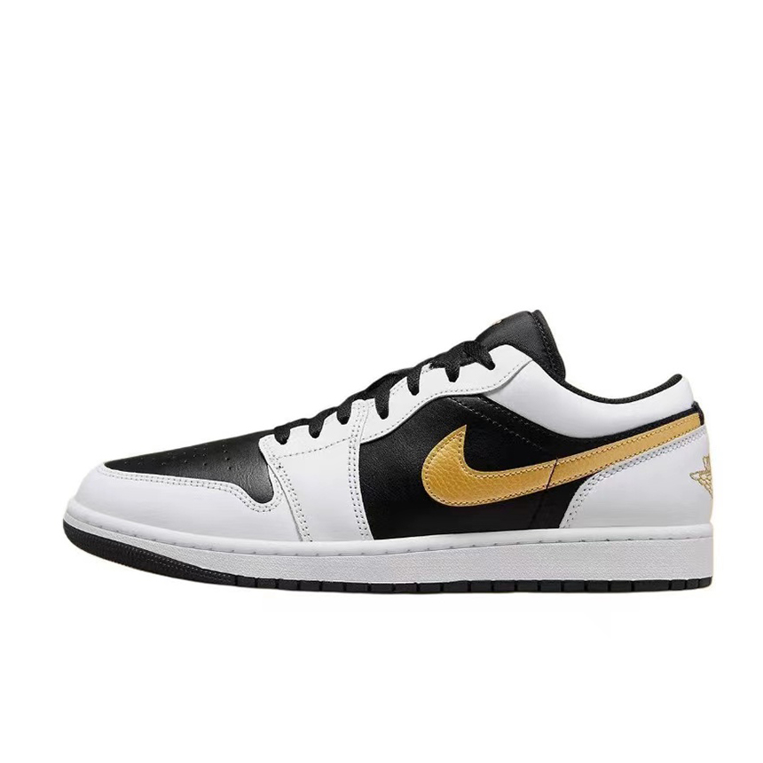 Jordan Air Jordan 1 Slip-Resistant Coverage Low-Top Vintage Basketball Shoes Unisex Black White