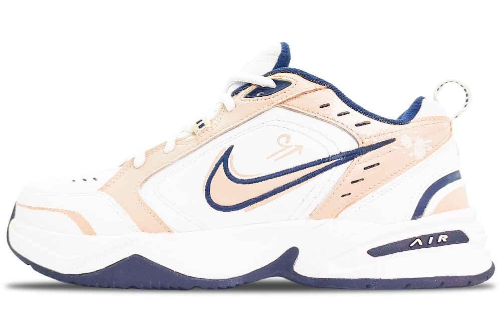 Nike Air Monarch 4 Anti-Slip And Wear-Resistant Height Increasing Low-Top Chunky Sneakers Unisex White Brown