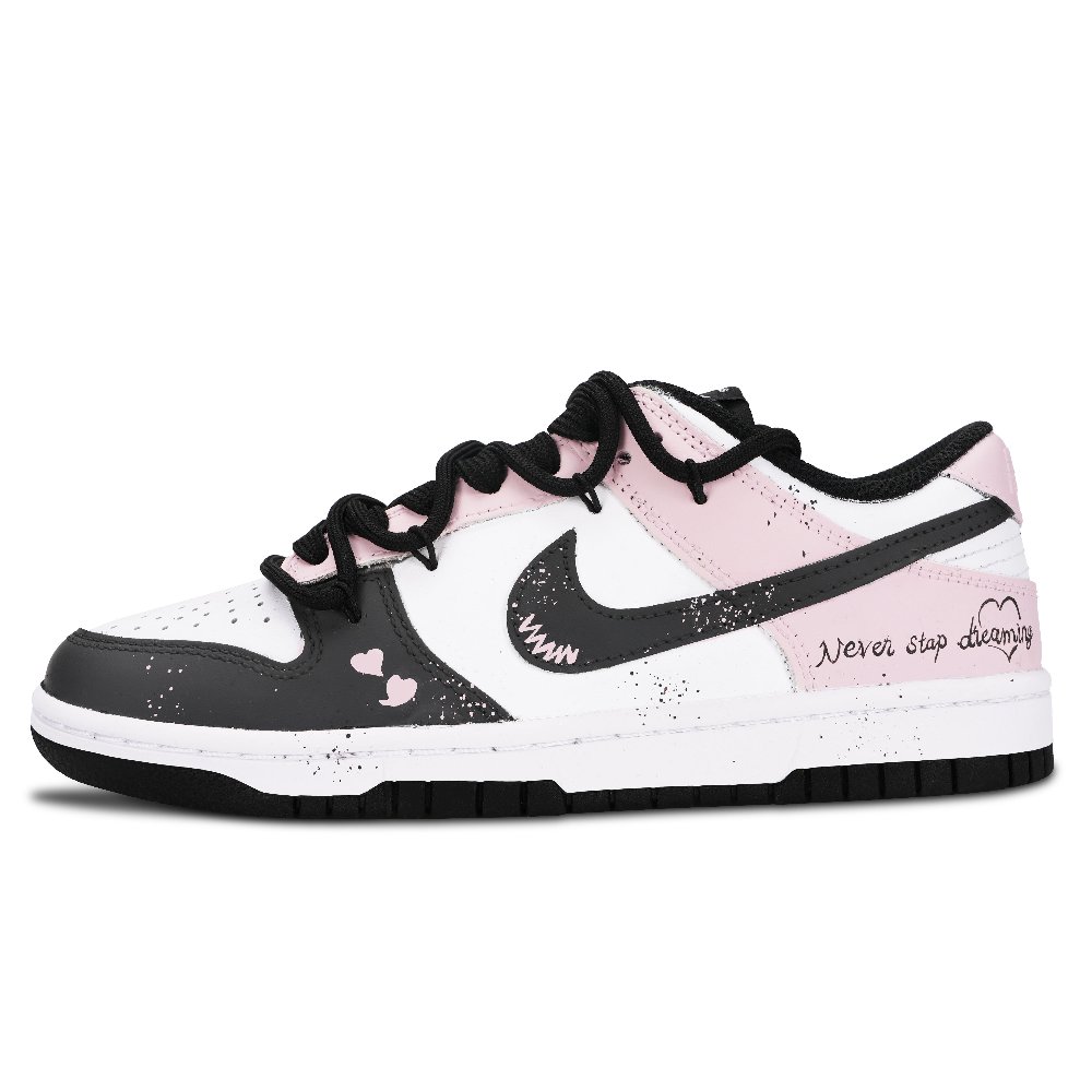 Nike Dunk Black White, Love Forever Abrasion Resistant Low Top Skateboard Shoes Unisex Pink