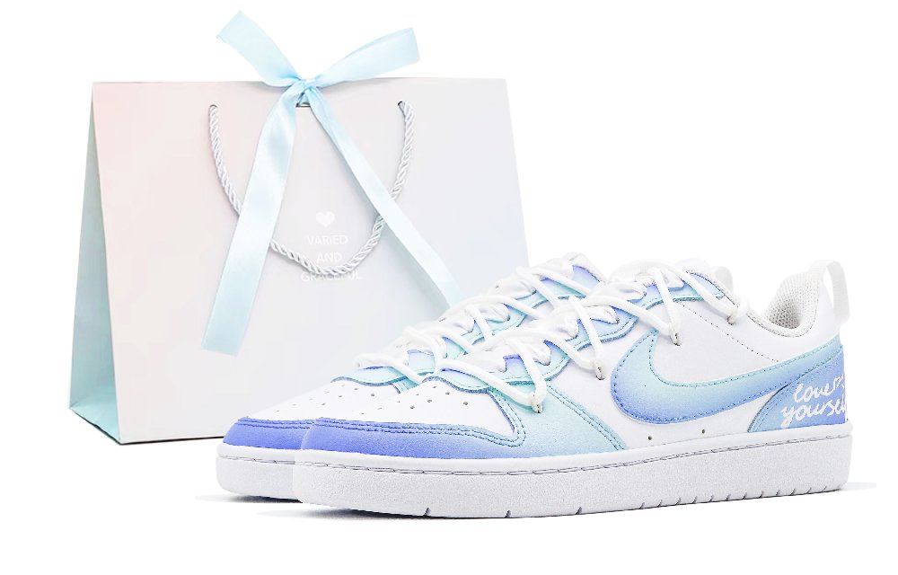 Nike Court Borough Skateboard Shoes Women's Low-Top Blue/White