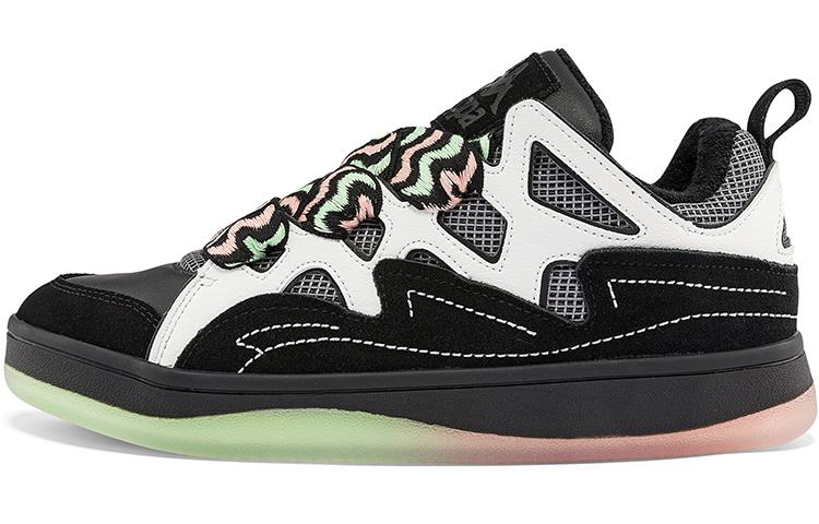 Kappa Fatty Wear-Resistant Coverage Slip-Resistant Low-Top Skateboard Shoes Unisex Black