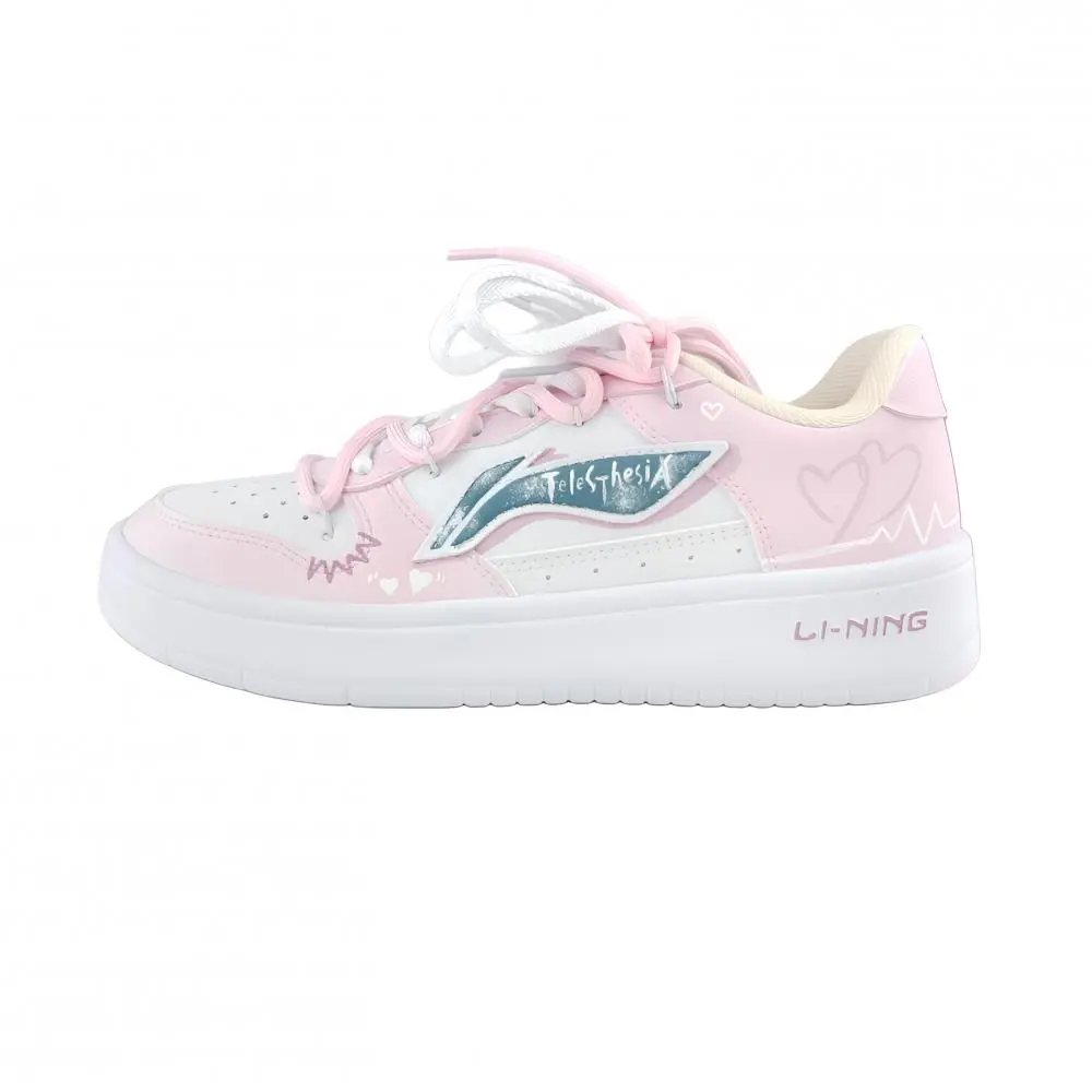 LiNing Pontoon Boats Wear resistant And Lightweight Low top Skateboard Shoes Unisex Pink