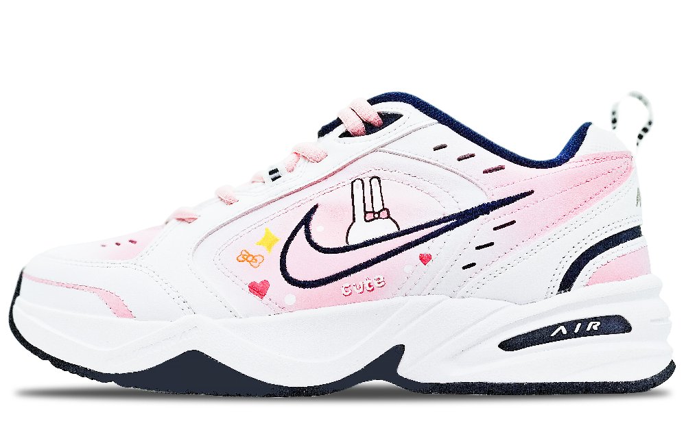 Nike Air Monarch 4 Anti-Slip And Wear-Resistant Height Increasing Low-Top Chunky Sneakers Women's Pink White