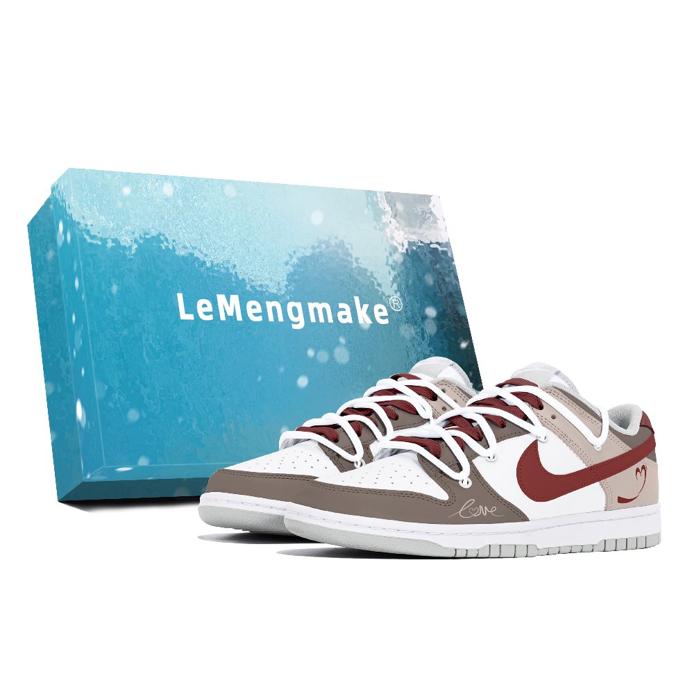 Nike Dunk Abrasion-Resistant Low-Top Skateboard Shoes Men's White Brown