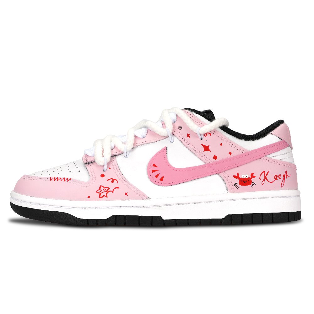 Nike Dunk Black White, Stellar Crab Step Abrasion Resistant Low Top Skateboard Shoes Unisex Pink