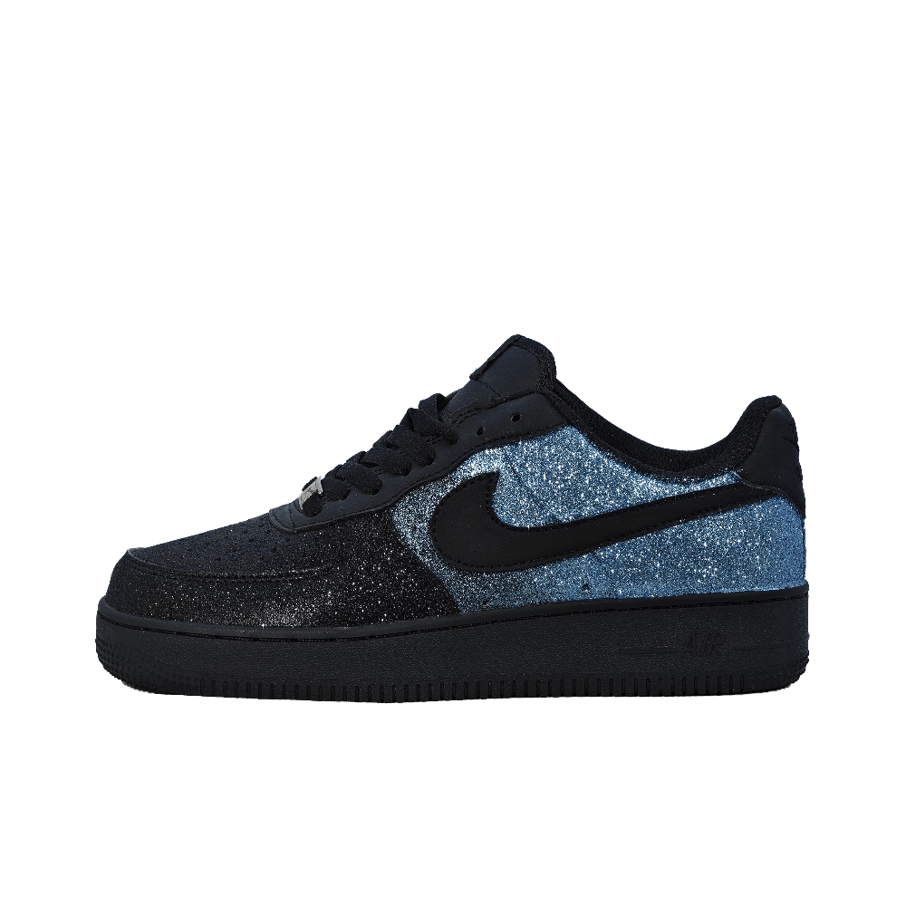 Nike Air Force 1 Lightweight Height Increasing Low Top Skateboard Shoes Unisex Black Light Blue Gradient