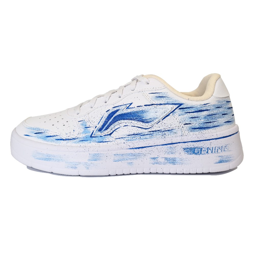 LiNing Pontoon Boats Wear resistant And Lightweight Low Top Skateboard Shoes Unisex White Blue