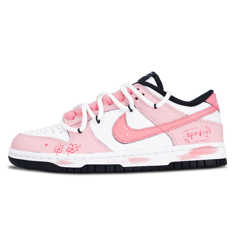 Nike Dunk The Flowers Have Bloomed. Anti Slip Wear Resistant Low Top Skateboard Shoes Women's Pink