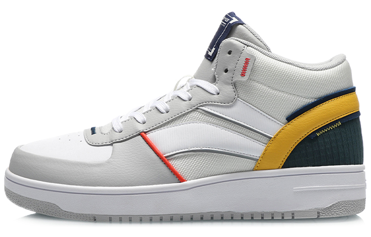 LiNing Cushioning Mid-Top Skateboard Shoes Men's White Gray