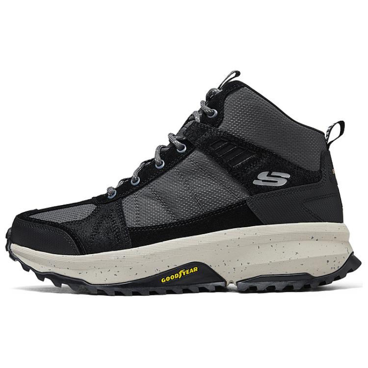 Skechers OUTDOOR MENS Anti-Slip Wear-Resistant Mid-Top Hiking Shoes Men's Black Gray Color