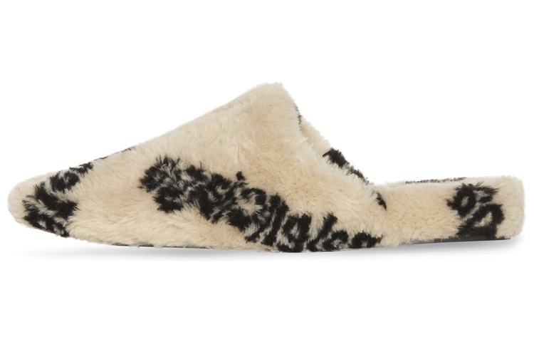 Balenciaga Teddy Closed Toe Slippers Women's Beige Black