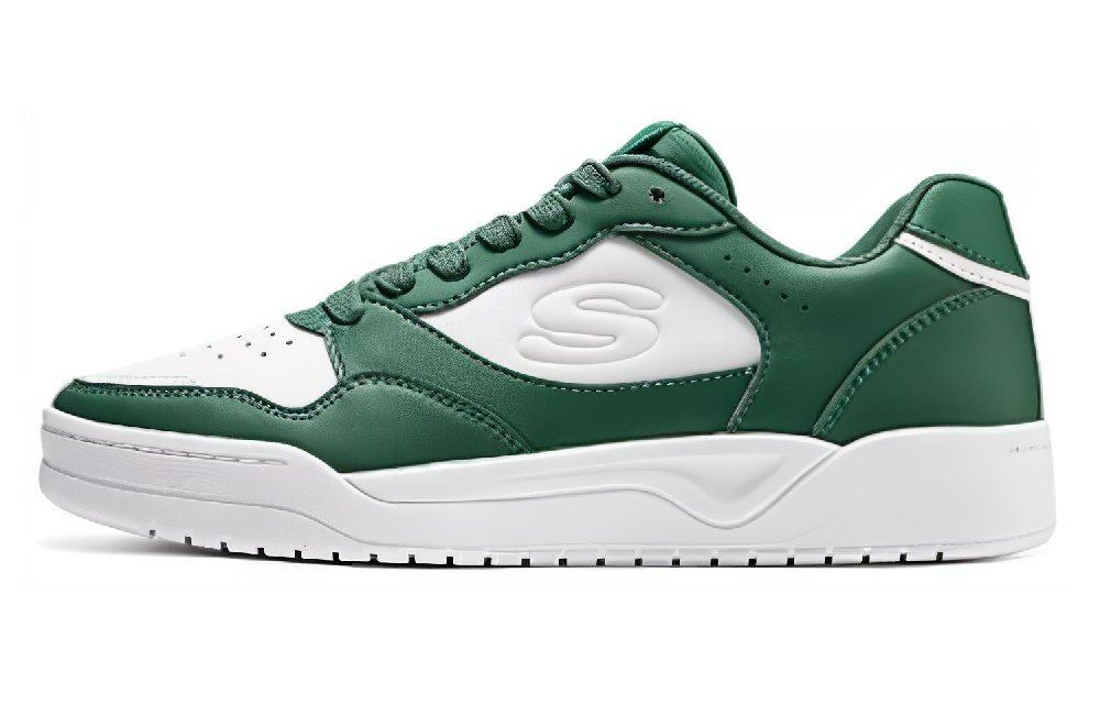 Skechers Street Cushioning, Wear Resistant Low Top Skateboard Shoes Men's White Green