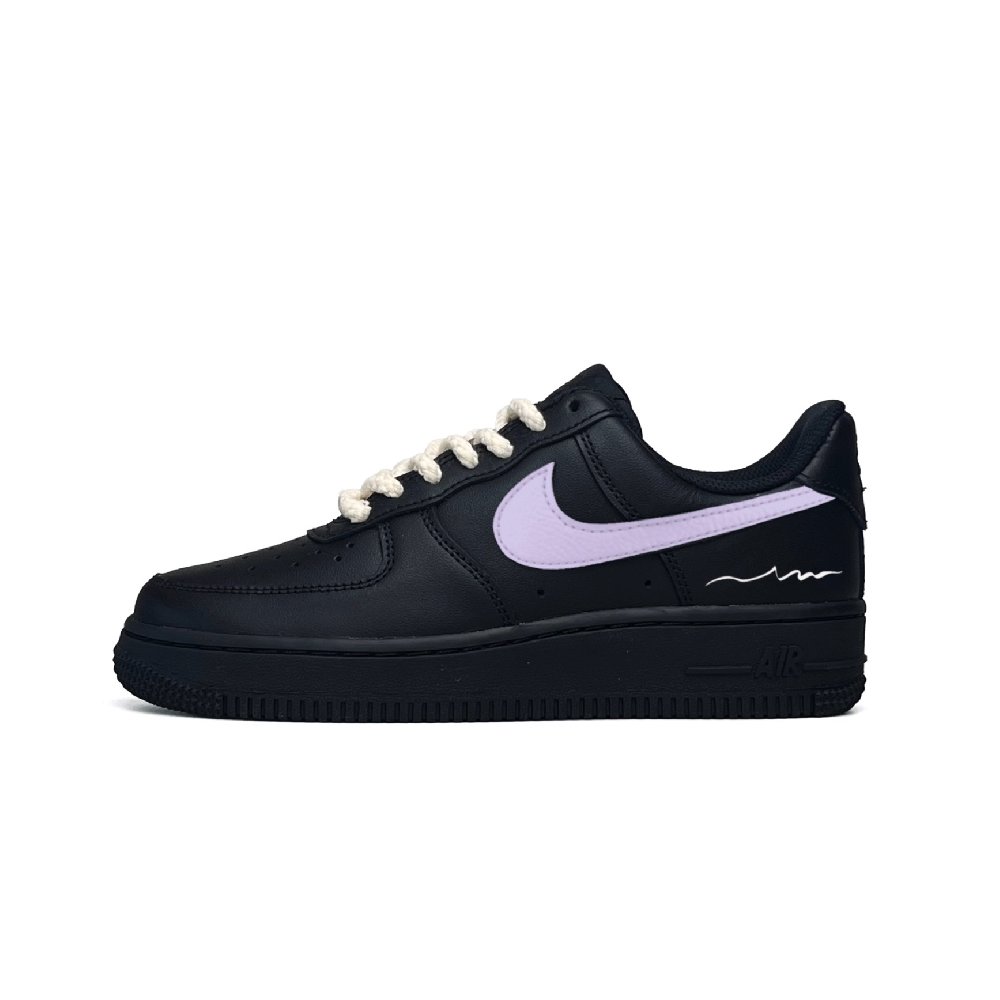 Nike Air Force 1 Anti Slip Wear Resistant Low Top Skateboard Shoes Unisex Black Purple