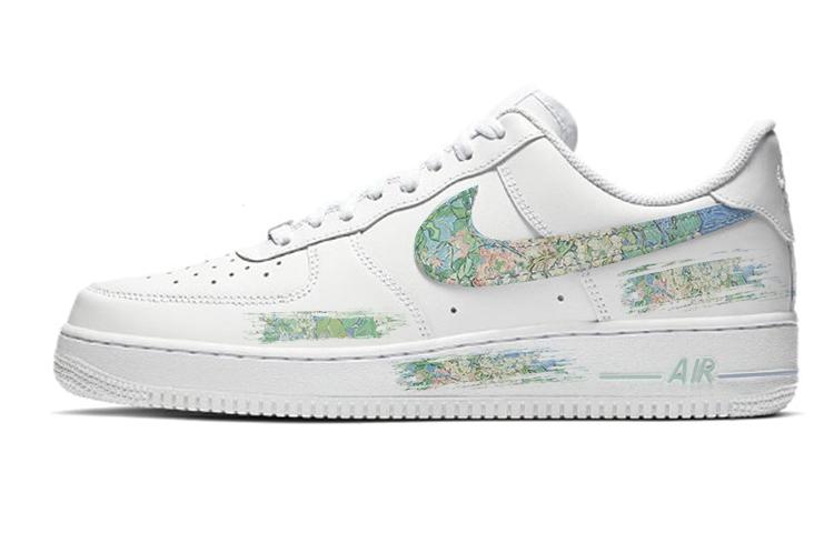 Nike Air Force 1 07 Monet Oil Painting Anti-Slip Wear-Resistant Low-Top Skateboard Shoes Men's White Green