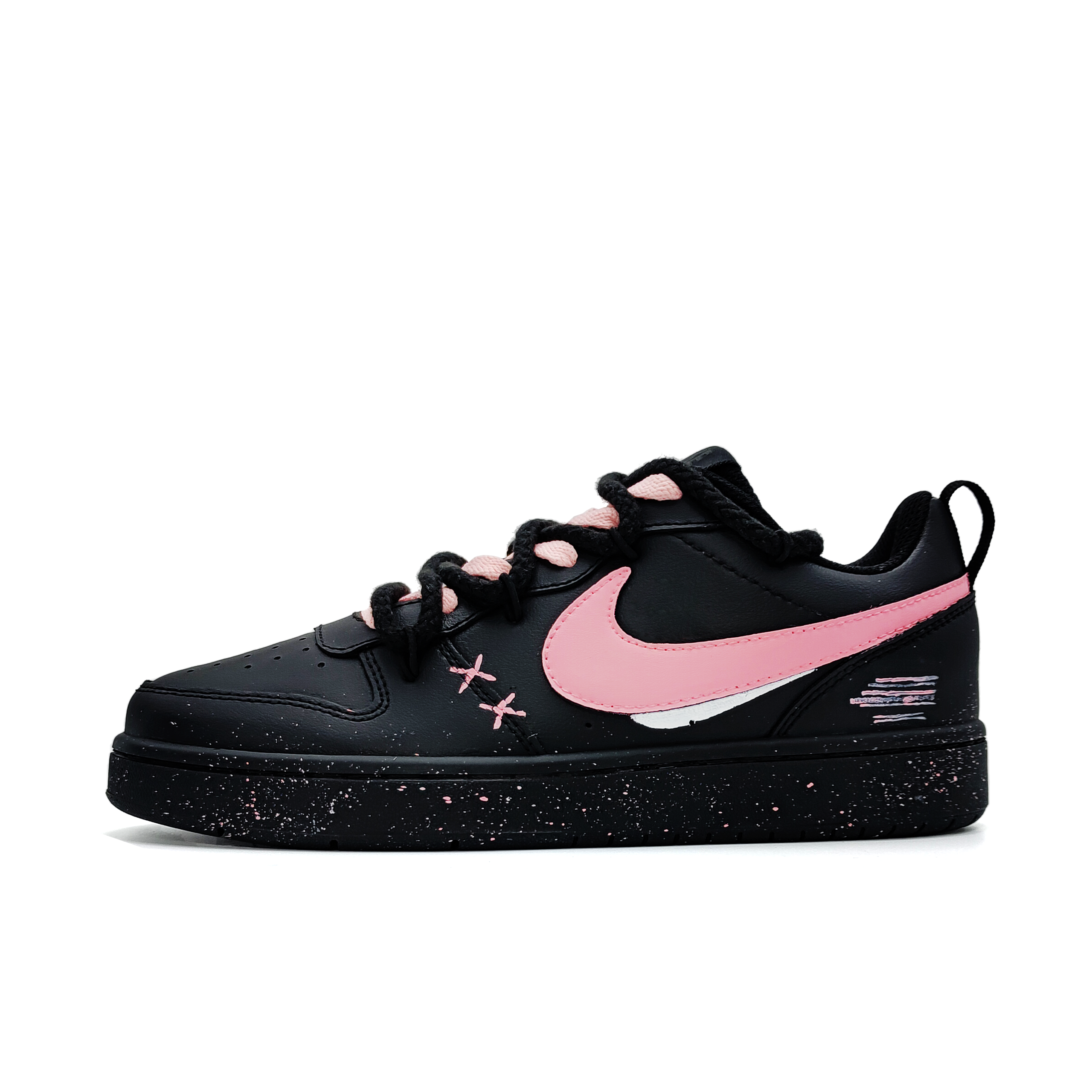 Nike Court Borough Ice Cream Cocoa Slip Resistant Low top Skateboard Shoes Unisex Black Pink