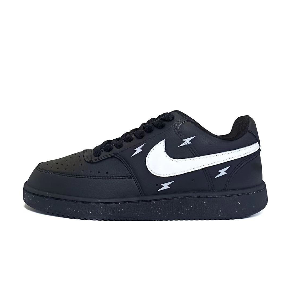 Nike Court Vision Anti-Slip Wear-Resistant Low-Top Skateboard Shoes Men's Black White
