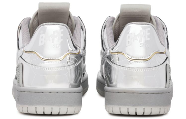 HajimeSorayama x A BATHING APE SK8 STA Stylish Skateboarding Shoes Men's Metallic Silver Vintage Version