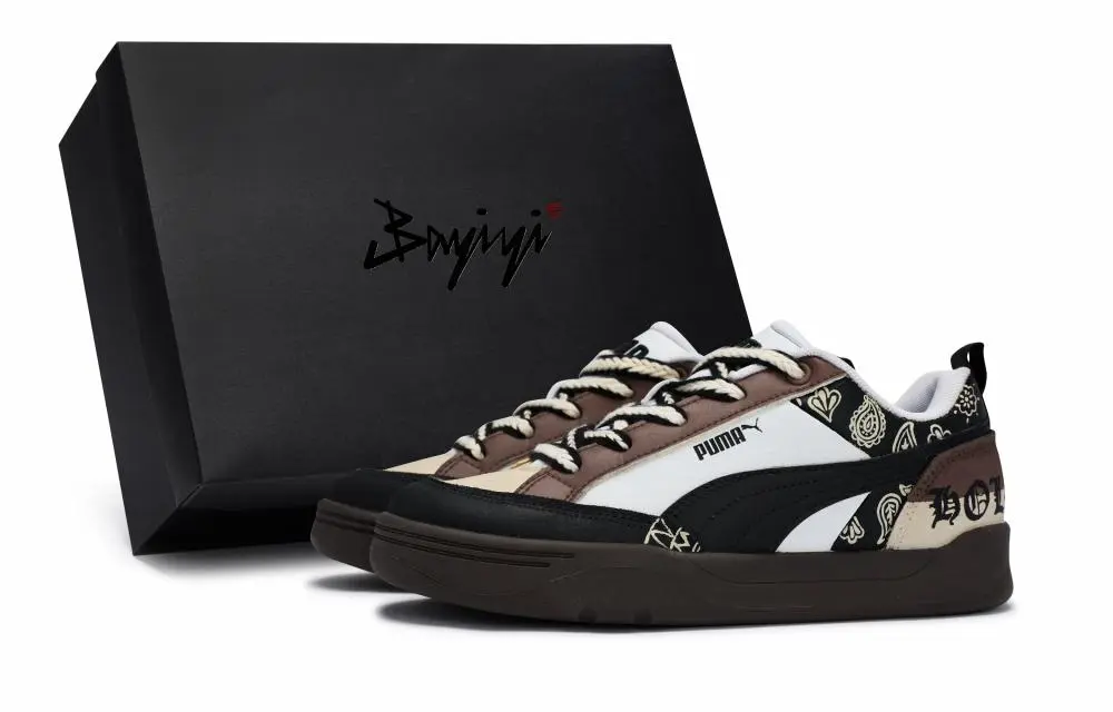PUMA Park Lifestyle Abrasion Resistant, Quick Dry, Impact Resistant Low Top Skateboard Shoes Unisex Black White Brown