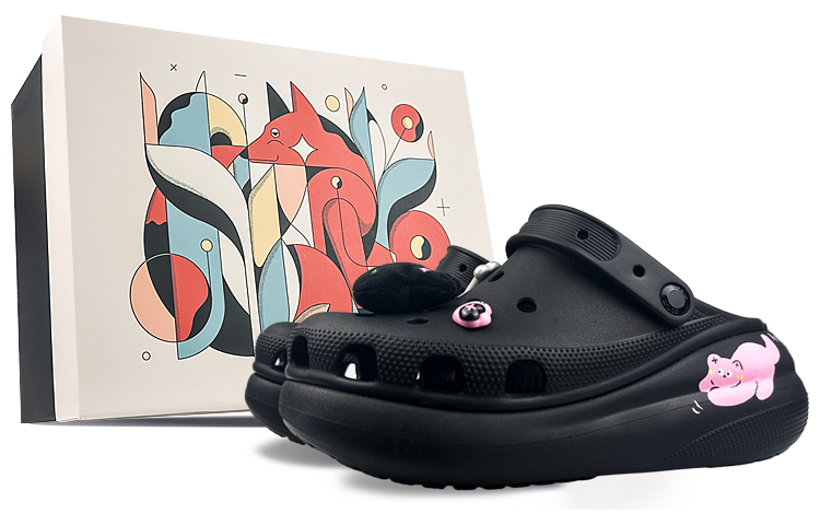 Crocs Classic Crush Clogs Unisex Black Pink